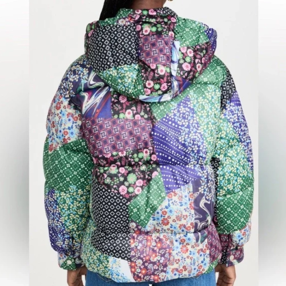 AVEC LES FILLES Thermal Puffer Jacket in Multi Patchwork - Size L Large NWT - Picture 3 of 12